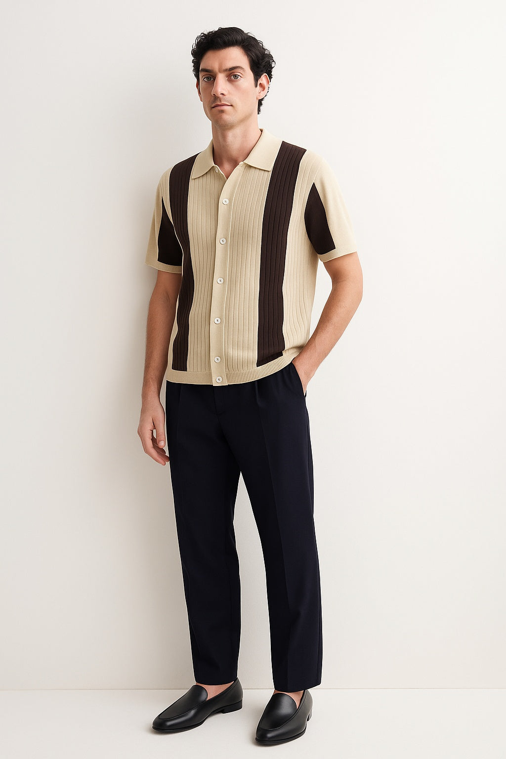 RETRO TWO-TONE KNIT SHIRT