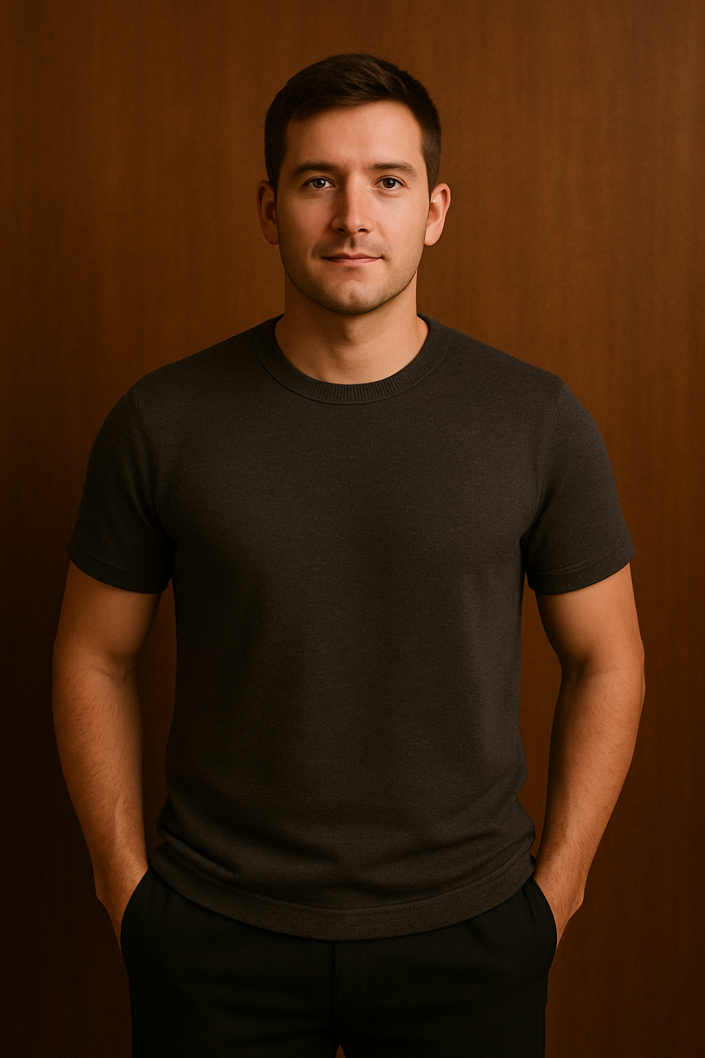 CHARCOAL SMJ STAG KNIT TEE