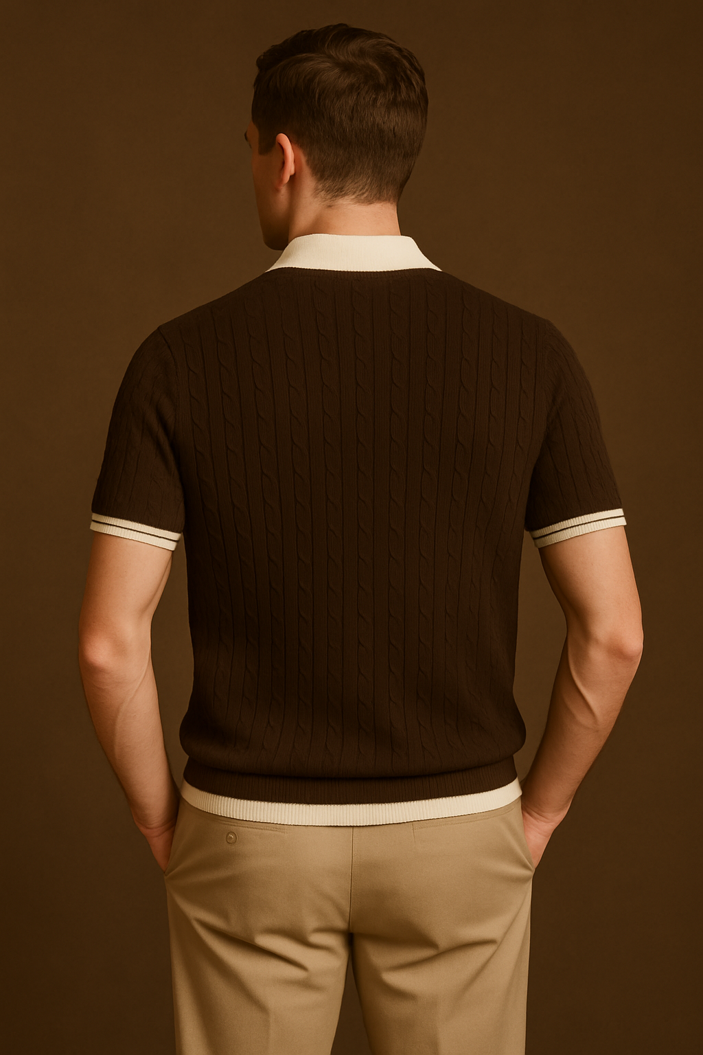 RETRO KNIT POLO-COFFEE BEIGE