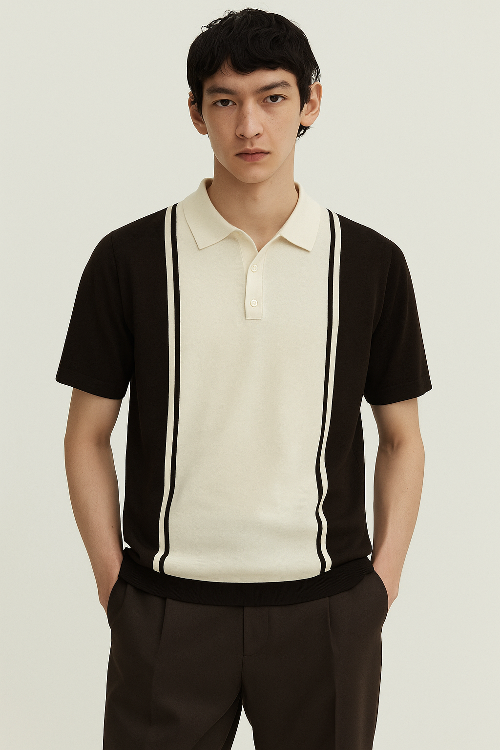 CREAM MOCHA STRIPE POLO SLIM FIT