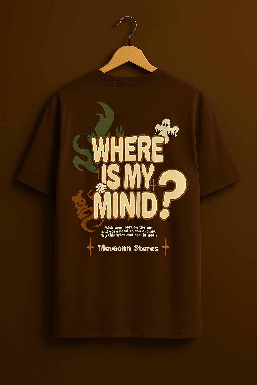 WHERE IS MY MIND BROWN OVERSIZED T SHIRT