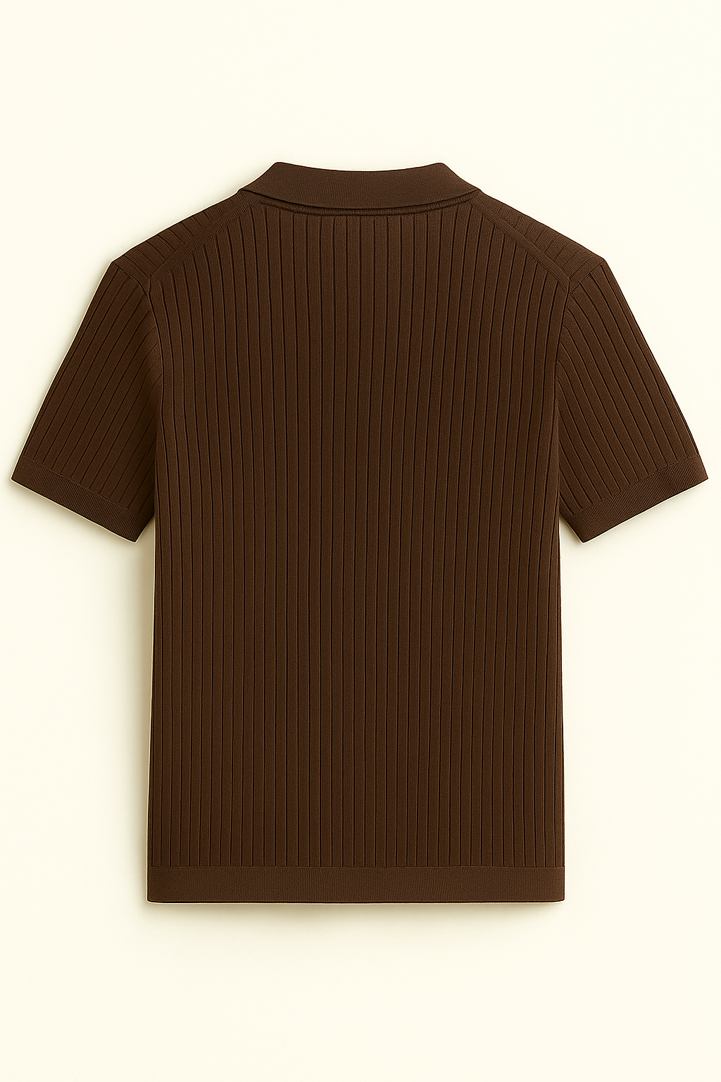 PREMIUM KNIT POLO – DARK BROWN TEXTURED RIB