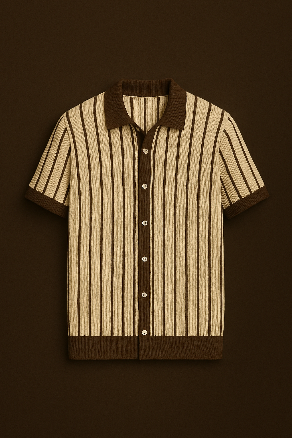 COCOA CREAM VERTICAL KNIT SHIRT