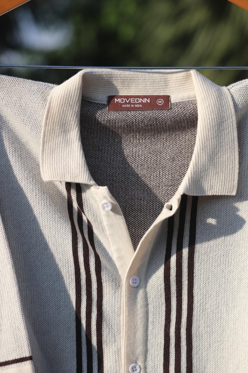 CREAM BROWN KNIT SHIRT