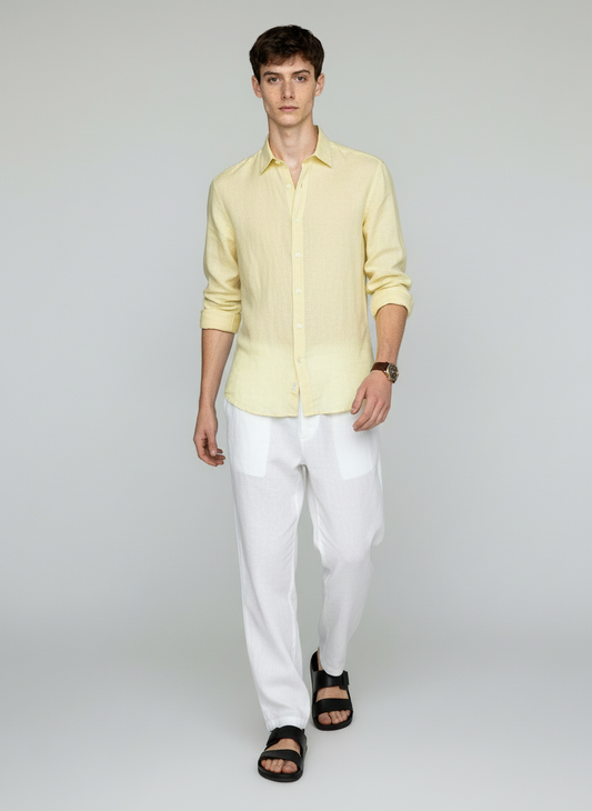 BUTTER YELLOW PURE LINEN SHIRT
