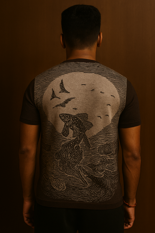 Embossed round neck t shirt