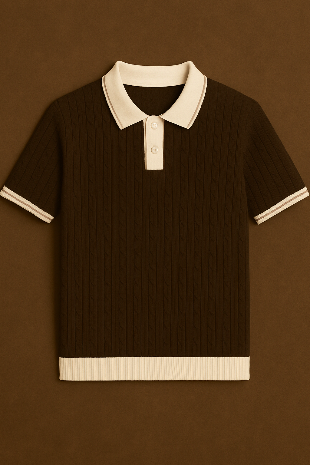 RETRO KNIT POLO-COFFEE BEIGE