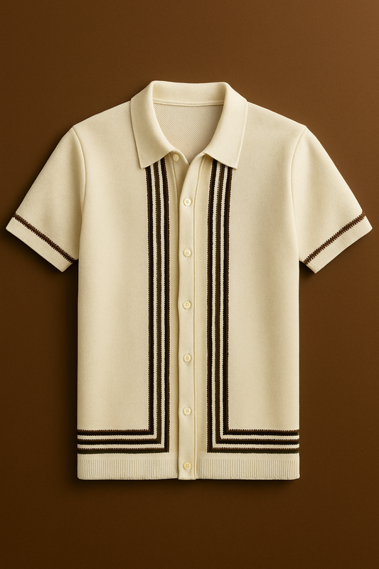 CREAM BROWN KNIT SHIRT