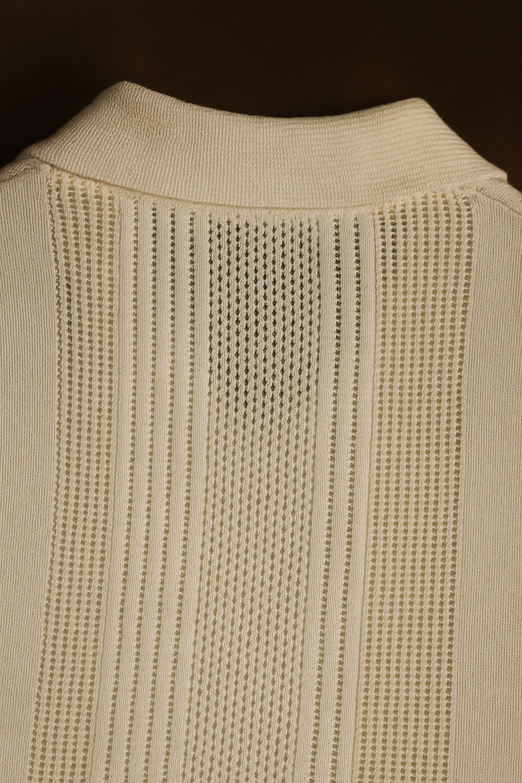 Premium cotton knit polo in vintage cream – men’s minimal fashion