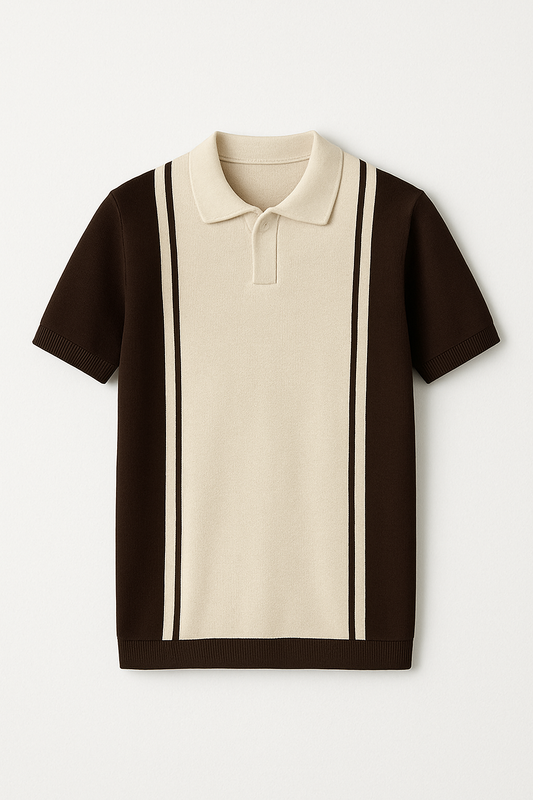 CREAM MOCHA STRIPE POLO SLIM FIT