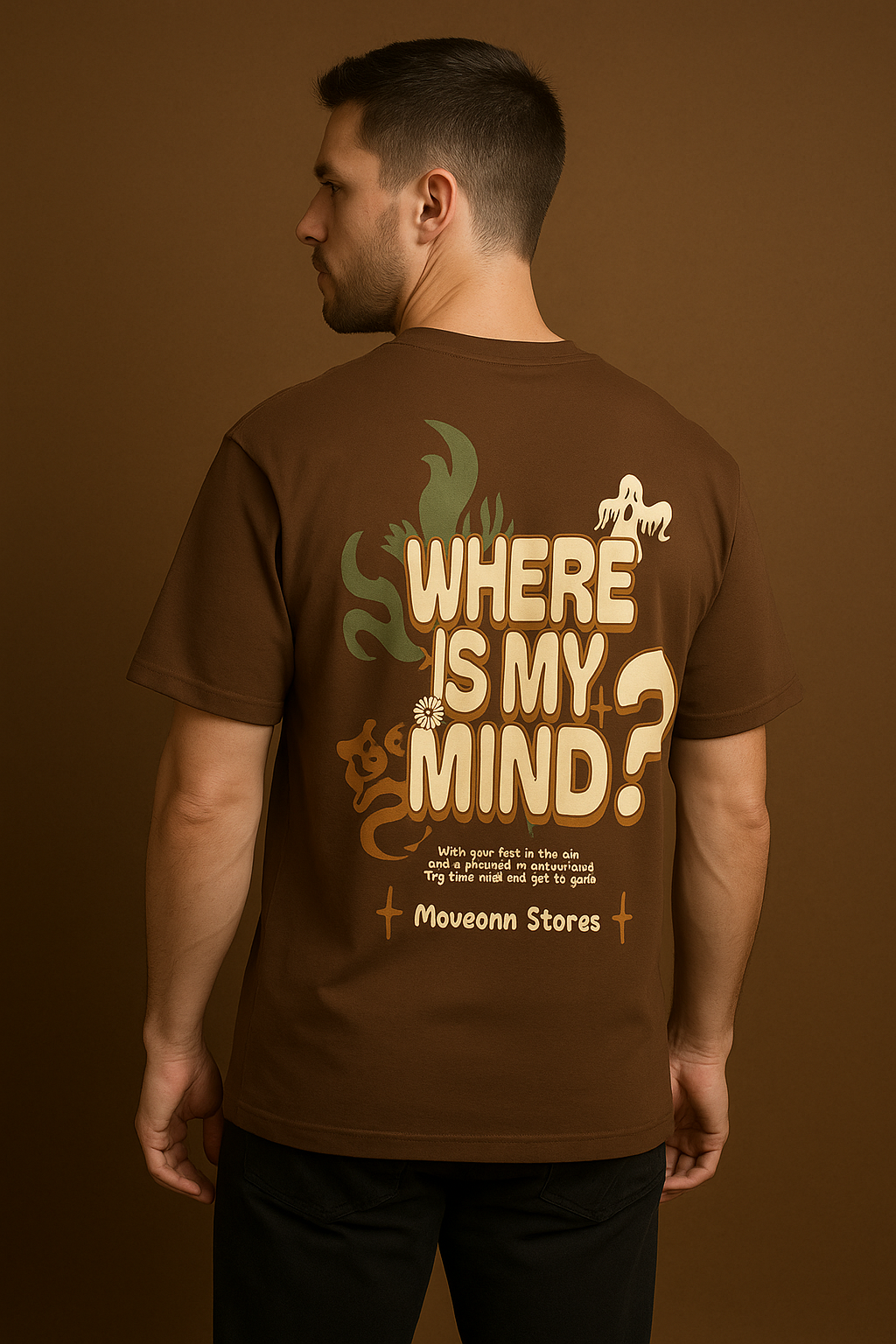 WHERE IS MY MIND BROWN OVERSIZED T SHIRT
