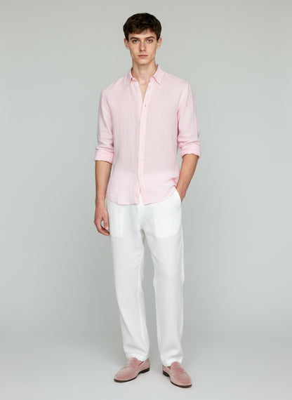 BABY PINK PURE LINEN SHIRT