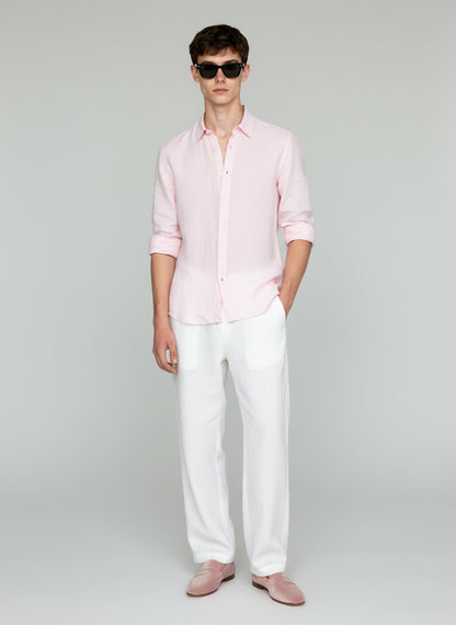 BABY PINK PURE LINEN SHIRT