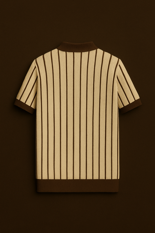 COCOA CREAM VERTICAL KNIT SHIRT