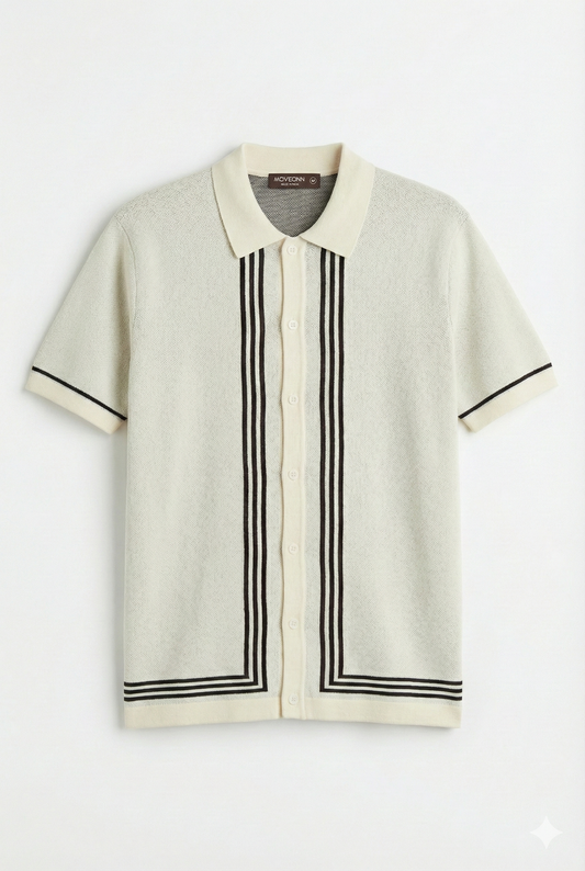 CREAM BROWN KNIT SHIRT