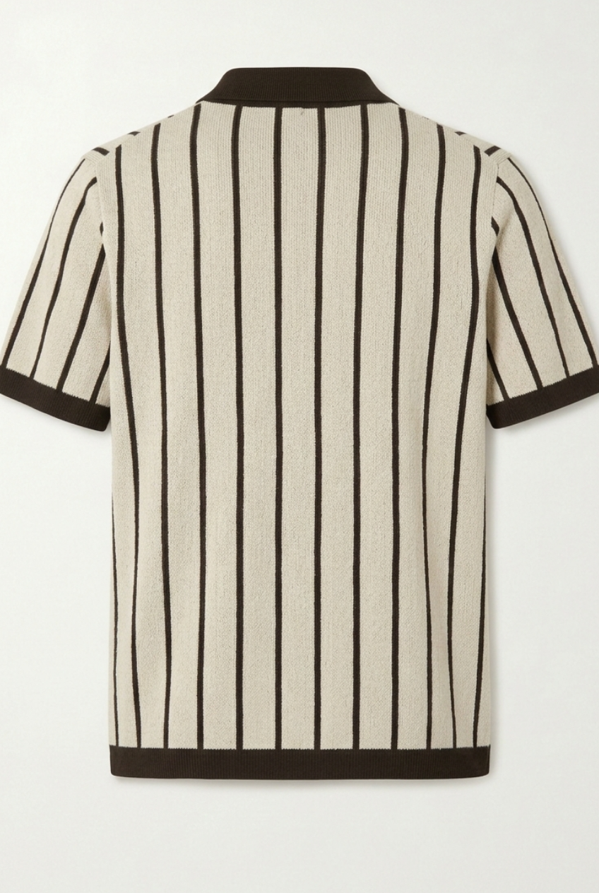 COCOA CREAM VERTICAL KNIT SHIRT