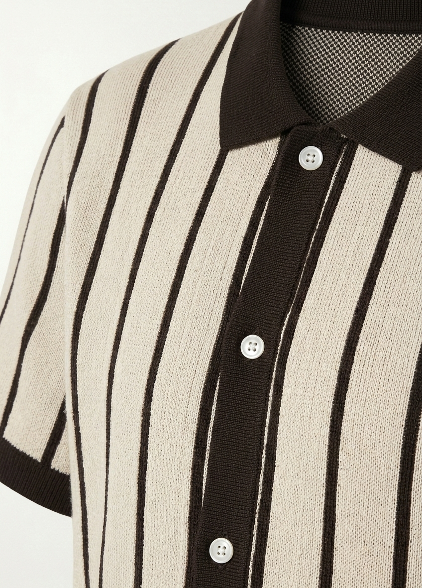 COCOA CREAM VERTICAL KNIT SHIRT