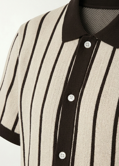 COCOA CREAM VERTICAL KNIT SHIRT