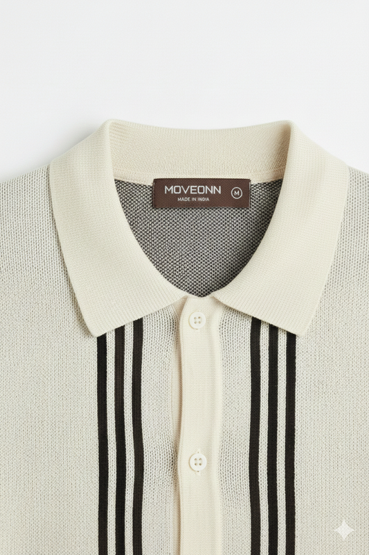 CREAM BROWN KNIT SHIRT