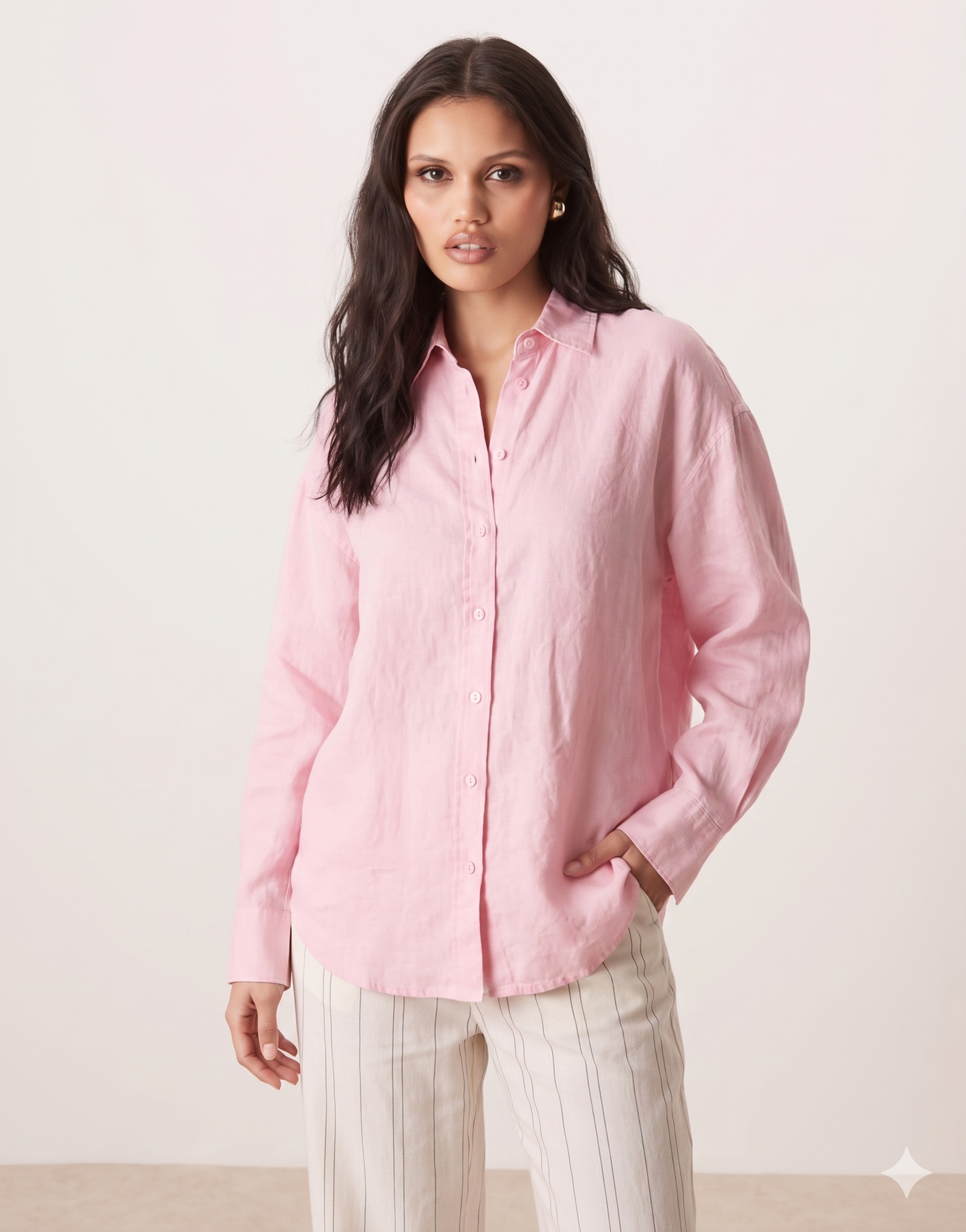 BABY PINK PURE LINEN SHIRT