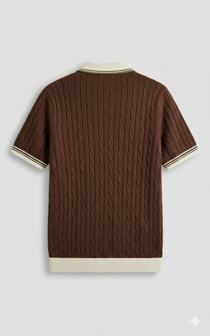RETRO KNIT POLO-COFFEE BEIGE