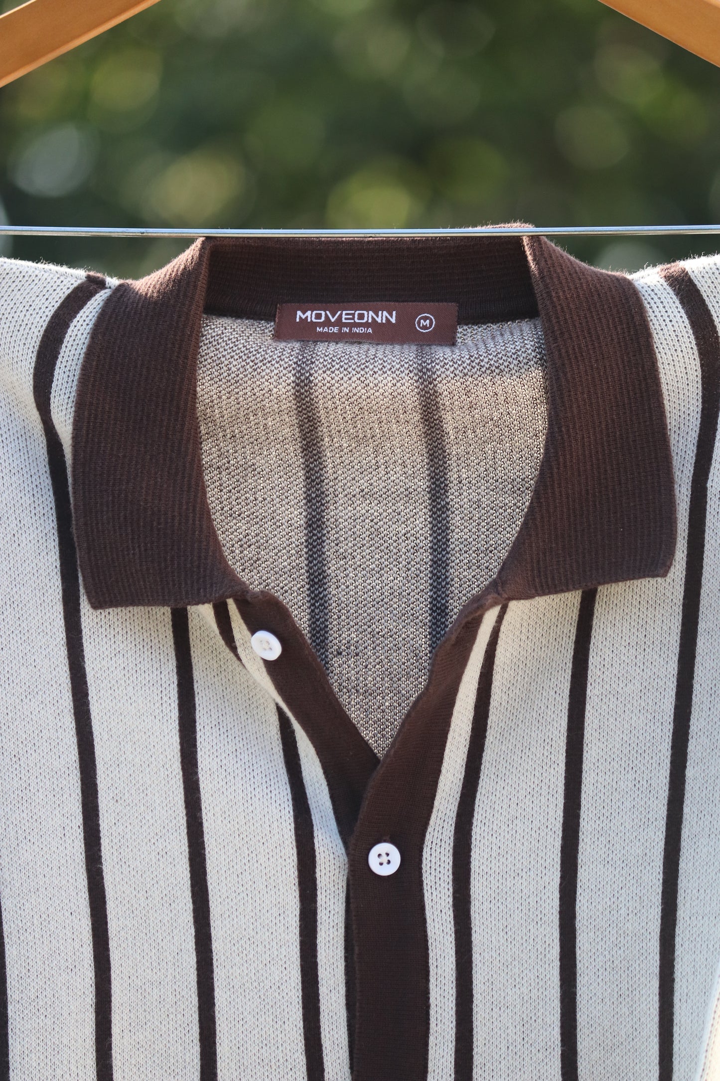 COCOA CREAM VERTICAL KNIT SHIRT