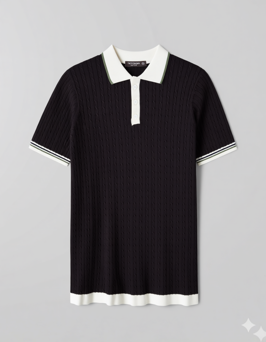 RETRO KNIT POLO-COFFEE BEIGE