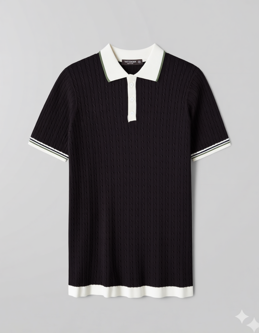RETRO KNIT POLO-COFFEE BEIGE