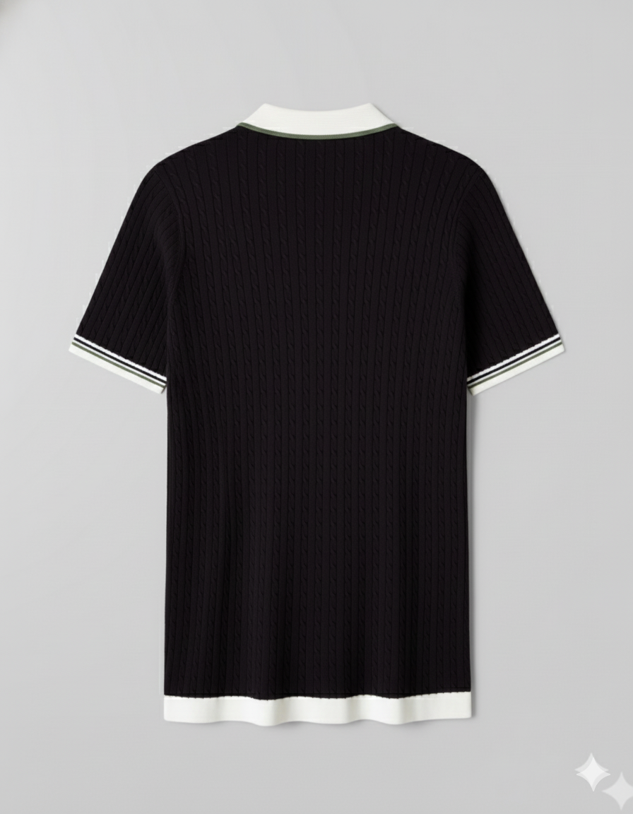 RETRO KNIT POLO-COFFEE BEIGE