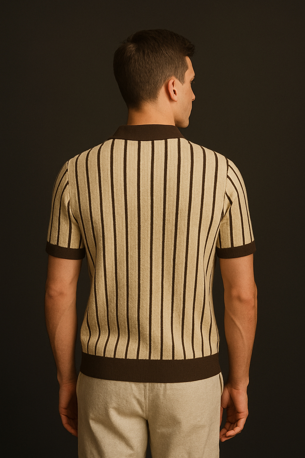 COCOA CREAM VERTICAL KNIT SHIRT