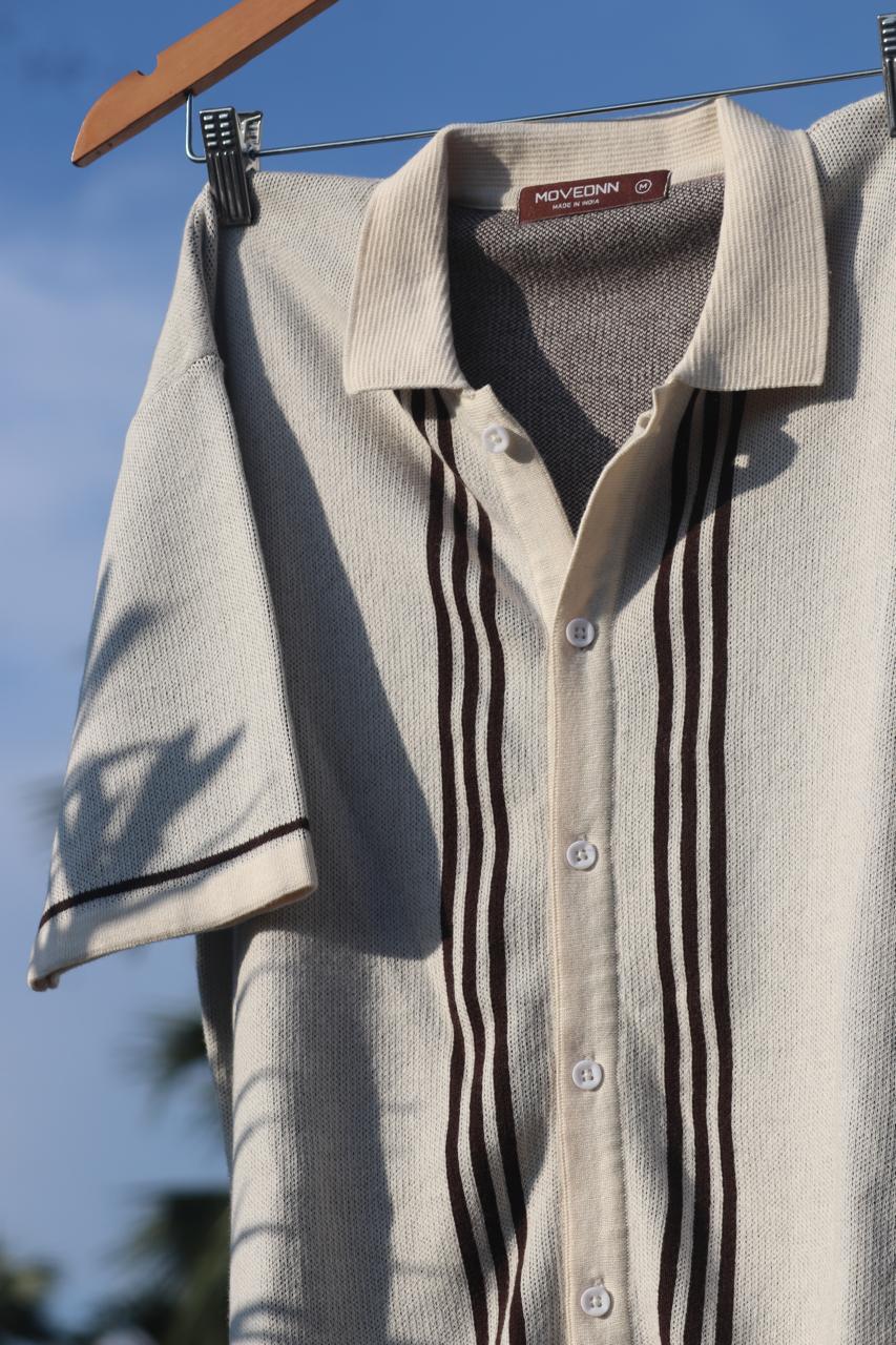 CREAM BROWN KNIT SHIRT