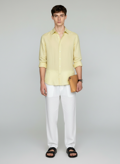 BUTTER YELLOW PURE LINEN SHIRT