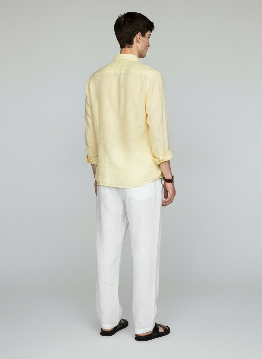 BUTTER YELLOW PURE LINEN SHIRT