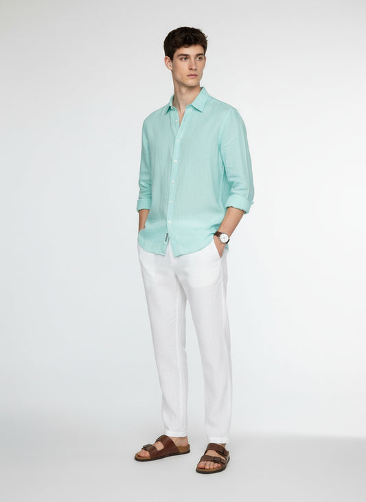 AQUA BLUE PURE LINEN SHIRT