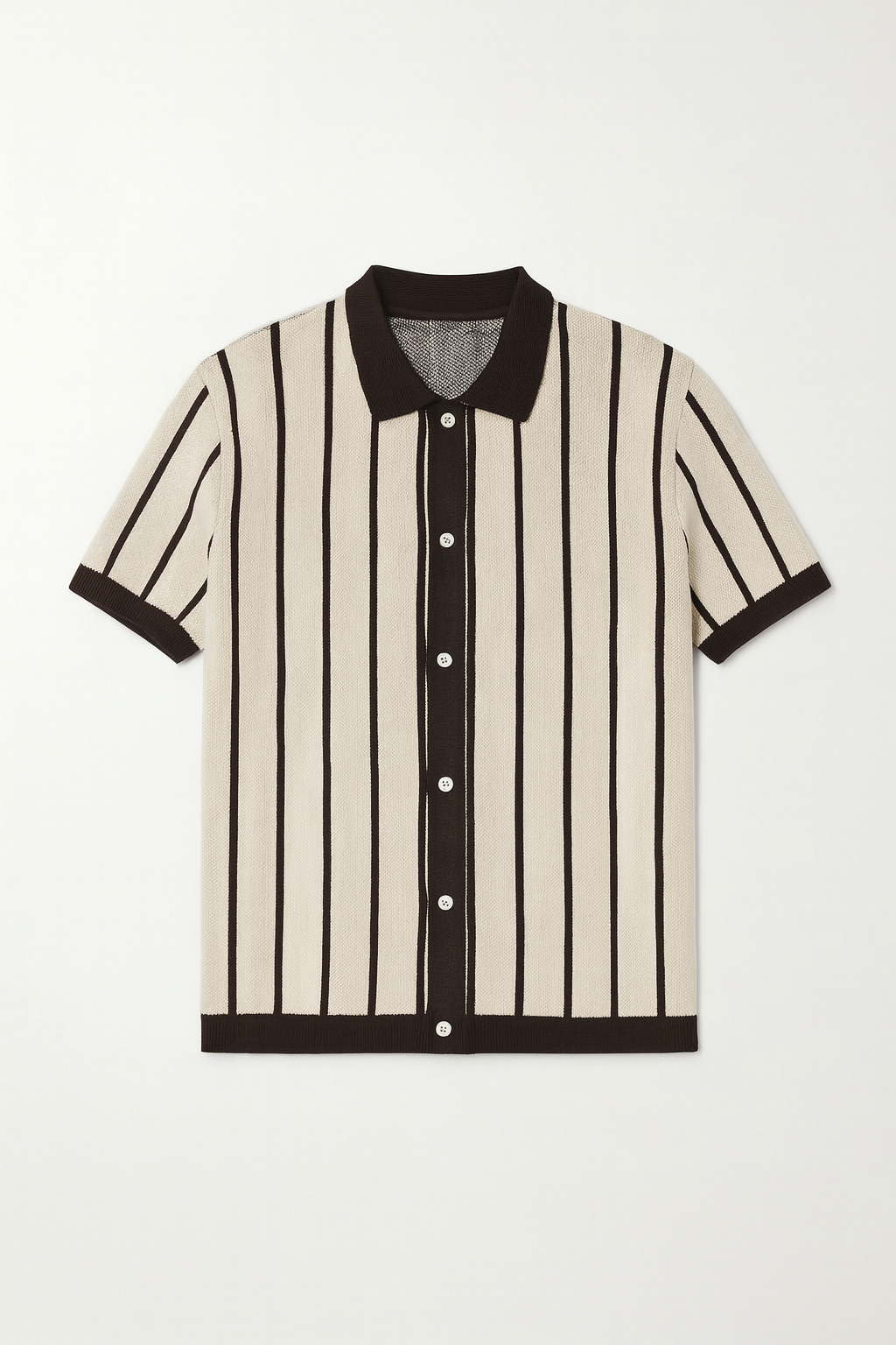 COCOA CREAM VERTICAL KNIT SHIRT