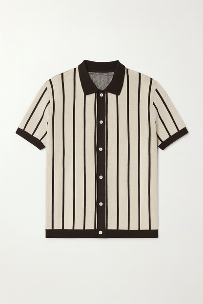 COCOA CREAM VERTICAL KNIT SHIRT