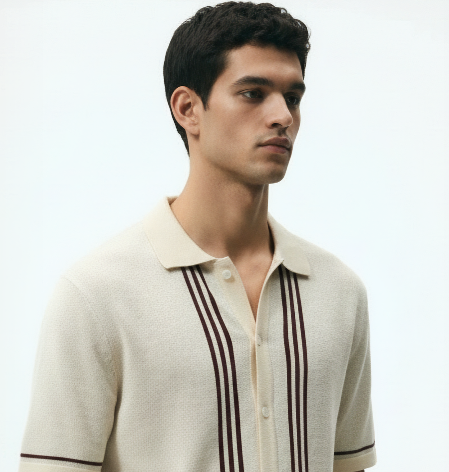 CREAM BROWN KNIT SHIRT