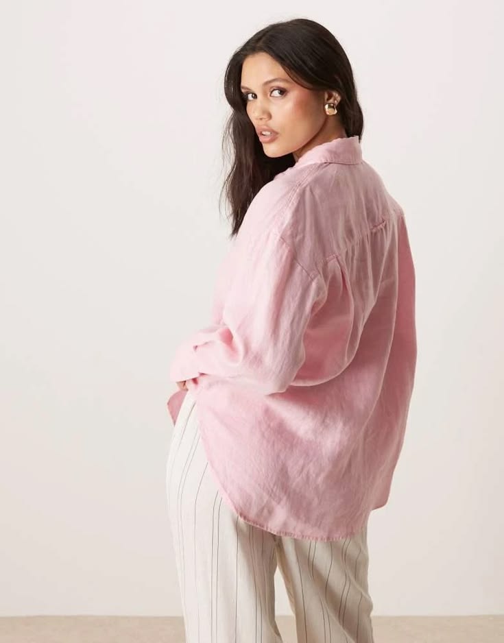 BABY PINK PURE LINEN SHIRT