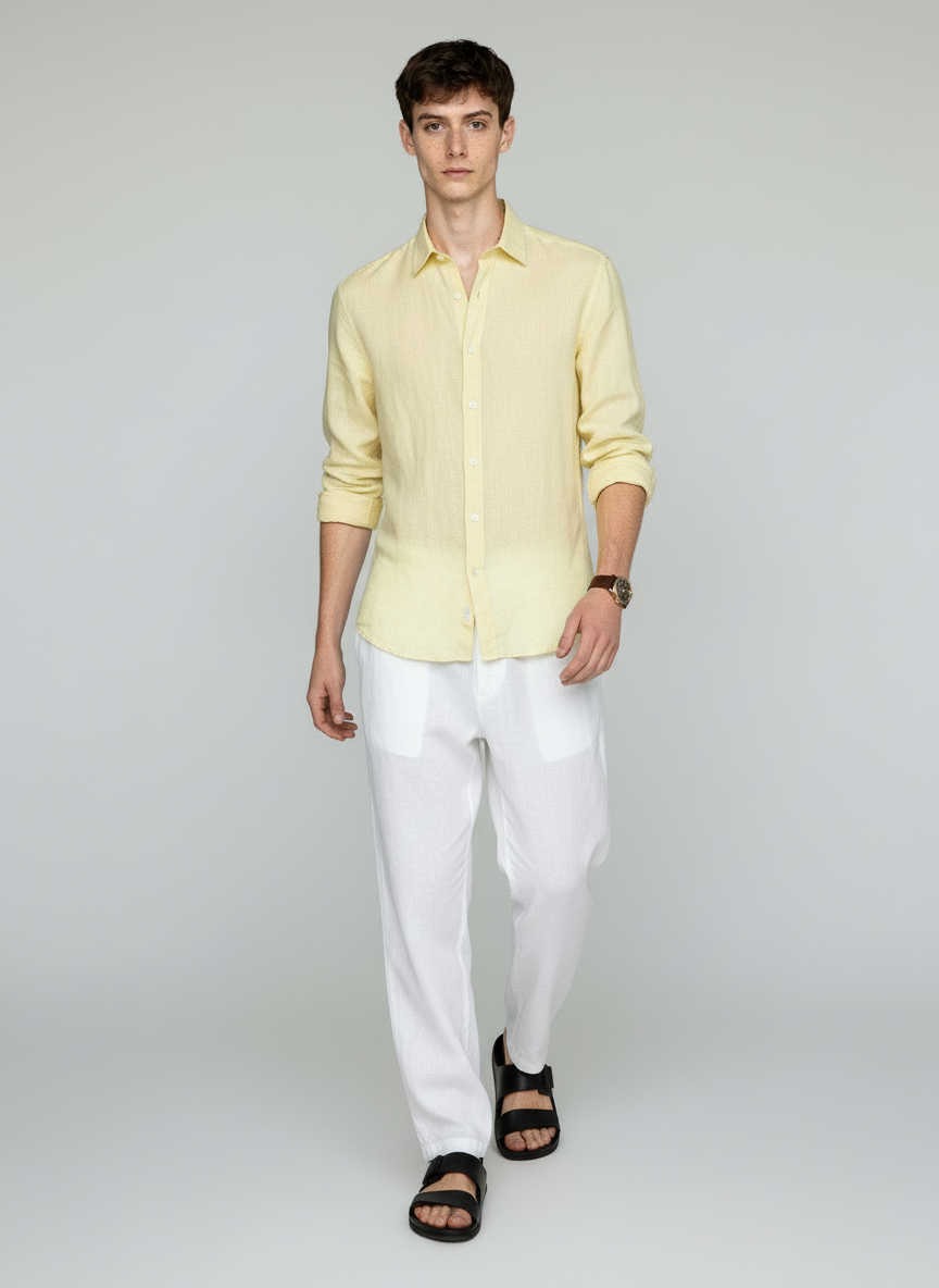 BUTTER YELLOW PURE LINEN SHIRT