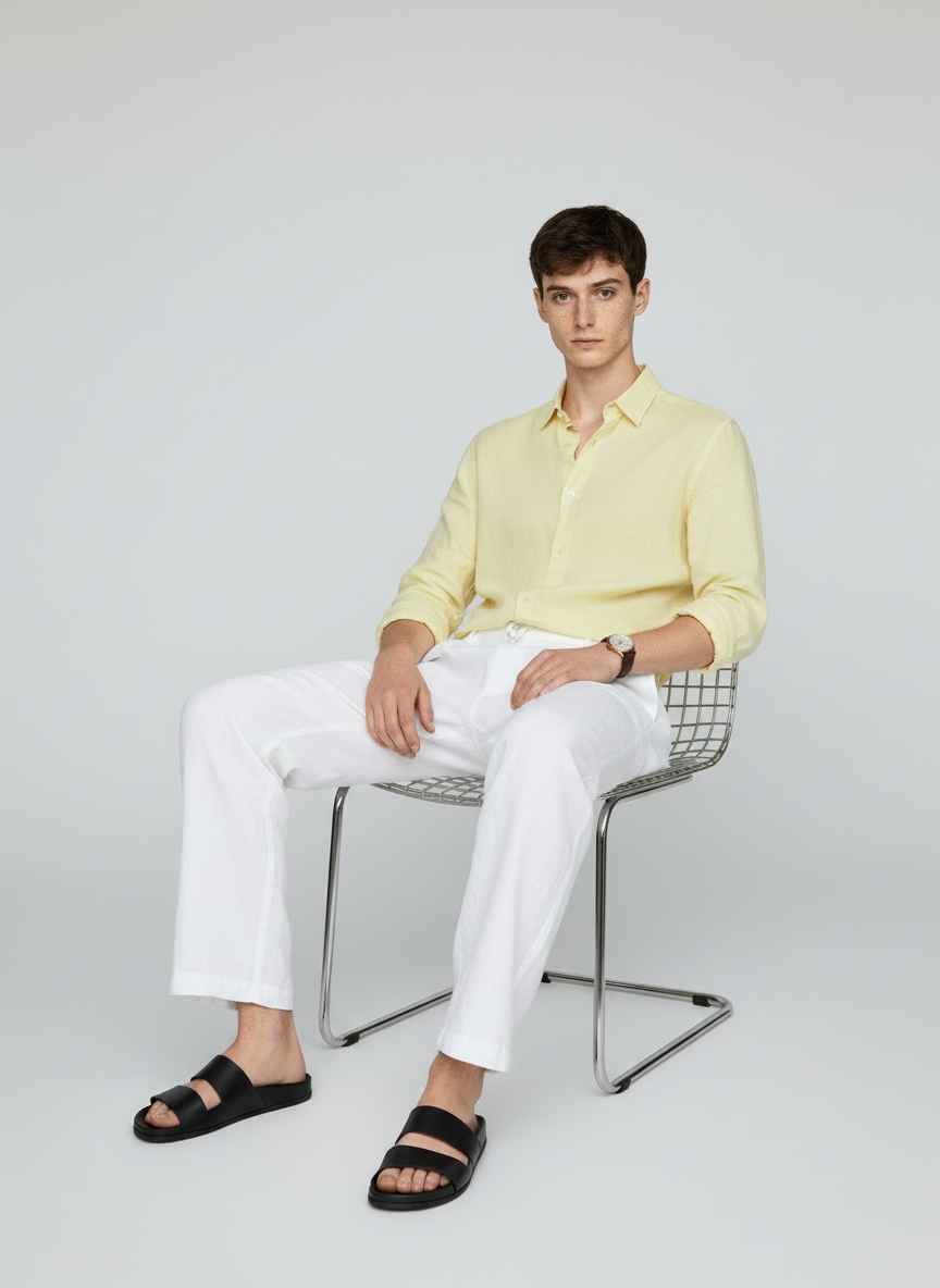 BUTTER YELLOW PURE LINEN SHIRT
